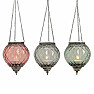 Hanging glass candle holder for tea lights pink