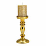 Metal candlestick for table and large candles gold color 20 cm