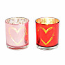 Candle holder glass for tea lights Heart light pink