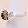 Vltavín and Herkimer diamond ring silver Ag 925 LOT11