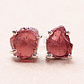 Garnet raw earrings silver Ag 925 E122