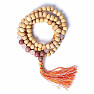 Japa Mala necklace made of wooden beads, thulite and rose quartz