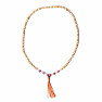 Japa Mala necklace made of wooden beads, thulite and rose quartz