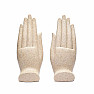 Namaste mudra figurine with two Buddhas - beige