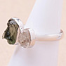 Vltavín and Herkimer diamond ring silver Ag 925 LOT17