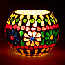 Glass candlestick for tea and votive round candles Mosaic multicolor