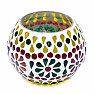 Glass candlestick for tea and votive round candles Mosaic multicolor