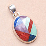 Mosaic mix of stones pendant silver Ag 925 21561