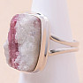 Tourmaline rubellite in crystal raw ring silver Ag 925 R219