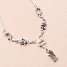 Vltavín, Herkimer diamond and meteorite necklace silver Ag 925 LOT22