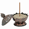 Metal bowl stand for incense sticks Lotus color copper