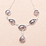 Crystal with inclusions black dot necklace Ag 925 25004