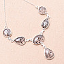 Crystal with inclusions black dot necklace Ag 925 25004