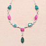 Emerald and Ruby Indian (Modified) Necklace Silver Ag 925 28261