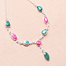 Emerald and Ruby Indian (Modified) Necklace Silver Ag 925 28261