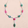 Emerald and Ruby Indian (Modified) Necklace Silver Ag 925 28264