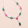 Emerald and Ruby Indian (Modified) Necklace Silver Ag 925 28264