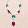 Emerald and Ruby Indian (Modified) Necklace Silver Ag 925 28763