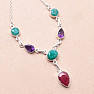 Emerald and Ruby Indian (Modified) Necklace Silver Ag 925 28763