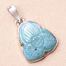 Larimar carved pendant silver Ag 925 P30