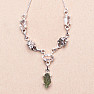 Vltavín, Herkimer diamond and meteorite necklace silver Ag 925 LOT30