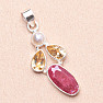 Indian ruby - modified pendant silver Ag 925 31852