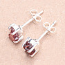 Garnet raw earrings silver Ag 925 E39