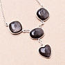 Obsidian gold necklace silver Ag 925 57826