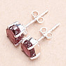 Garnet raw earrings silver Ag 925 E76