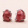 Garnet raw earrings silver Ag 925 E78