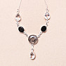 Crystal with inclusions black dot necklace Ag 925 87038