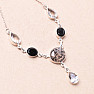 Crystal with inclusions black dot necklace Ag 925 87038