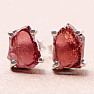 Garnet raw earrings silver Ag 925 E88