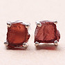 Garnet raw earrings silver Ag 925 E97