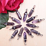 Amethyst pendant crystal double sided silver color