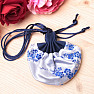 Light and dark blue silk bag with blue flowers 8.4 x 12.8 cm