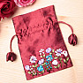 Wine brocade bag with embroidered flowers 9.6 x 14.2 cm