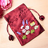 Wine brocade bag with embroidered flowers 9.6 x 14.2 cm