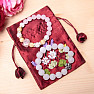 Wine brocade bag with embroidered flowers 9.6 x 14.2 cm