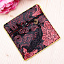 Black brocade bag with zipper and lucky coin 12x12 cm