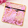 Brocade bag light pink with zipper and coins for luck 12x12 cm