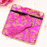 Brocade bag dark pink with zipper and coins for luck 12x12 cm