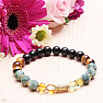 Green jasper, tiger&#39;s eye and obsidian bead bracelet RB Design 121