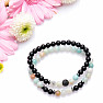 Set of two amazonite and black agate bracelets