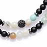 Set of two amazonite and black agate bracelets