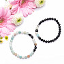 Set of two amazonite and black agate bracelets