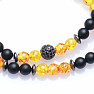 Set of two bracelets made of black agate and yellow-red beads