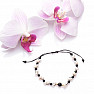 Agate black cut beaded bracelet with pearls with Shamballa clasp