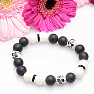 Black agate and mother-of-pearl from porcelain flower beads bracelet RB Design 143