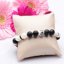 Black agate and mother-of-pearl from porcelain flower beads bracelet RB Design 143